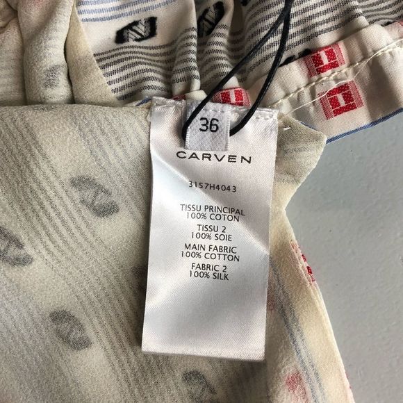 Carven Jacquard Printed Ruched Tank Top NWT size 4 Red White Blue - Picture 11 of 13